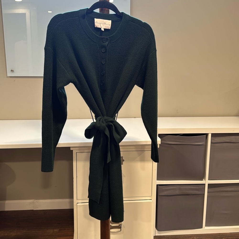 Charles Henry dark green sweater dress XS